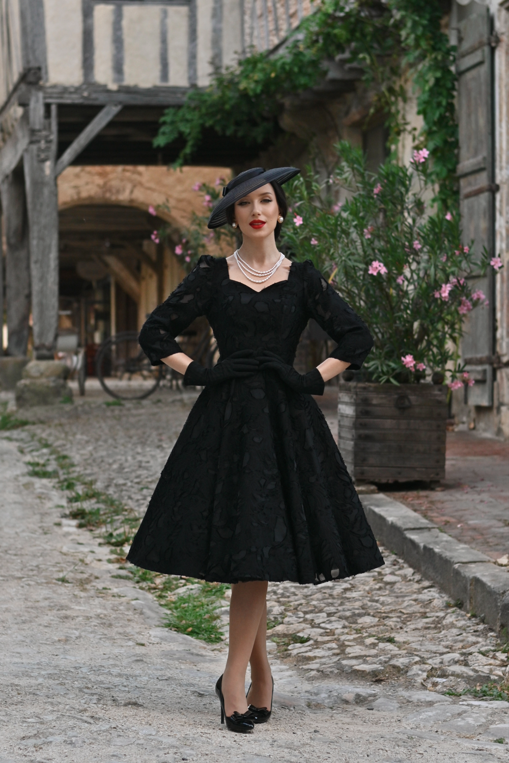 Noir Floral Swing Dress in Extended Sizing